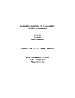 Specialist High Skills Major Fall Conference 2014 SHSMfallconference.com Innovation