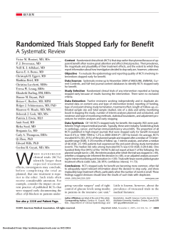 Randomized Trials Stopped Early for Benefit A Systematic Review REVIEW