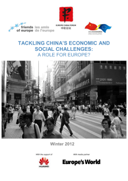 TACKLING CHINA’S ECONOMIC AND SOCIAL CHALLENGES:  A ROLE FOR EUROPE?