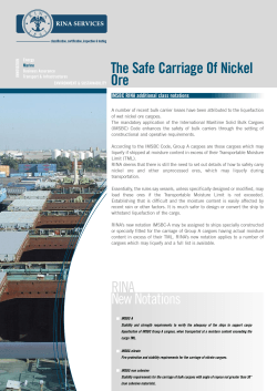 The Safe Carriage Of Nickel Ore IMSBC RINA additional class notations