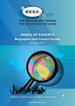 The Begin-Sadat Center for Strategic Studies Index of experts Biographies and Contact details