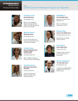 STARS Summer Research Program for Teachers Christine Cook Neil Milburn Richland High School