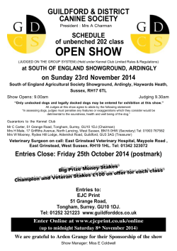 OPEN SHOW GUILDFORD &amp; DISTRICT CANINE SOCIETY SCHEDULE