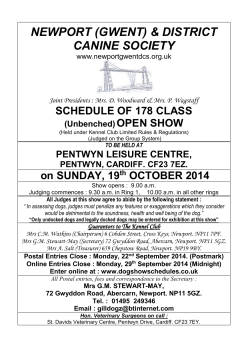 NEWPORT (GWENT) &amp; DISTRICT CANINE SOCIETY  SCHEDULE OF 178 CLASS