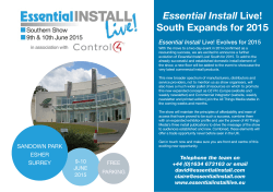 Essential Install South Expands for 2015 Live! Evolves for 2015