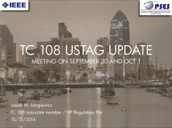 TC 108 USTAG UPDATE MEETING ON SEPTEMBER 30 AND OCT 1 –