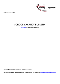 SCHOOL VACANCY BULLETIN  Friday 17 October 2014