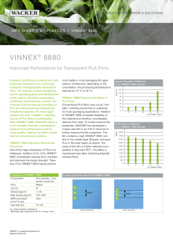 VINNEX 8880 Improved Performance for Transparent PLA Films ®