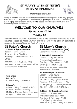 ST MARY'S WITH ST PETER'S BURY ST EDMUNDS WELCOME TO OUR CHURCHES