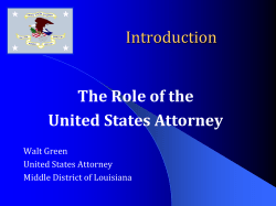 Introduction The Role of the United States Attorney