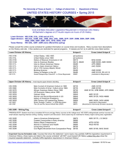 UNITED STATES HISTORY COURSES  Spring 2015