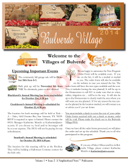 2 0 1 4 Welcome to the Villages of  Bulverde