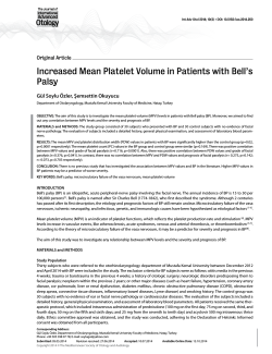 Increased Mean Platelet Volume in Patients with Bell’s Palsy Original Article