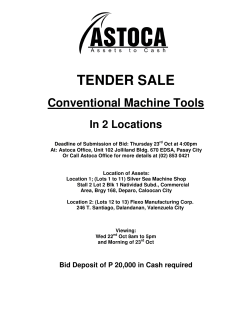 TENDER SALE Conventional Machine Tools In 2 Locations