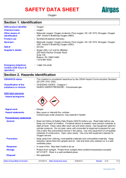 SAFETY DATA SHEET Section 1. Identification Oxygen