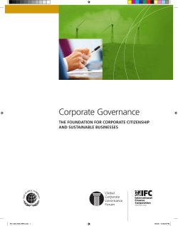 Corporate Governance The FoundaTion For CorporaTe CiTizenship and susTainable businesses