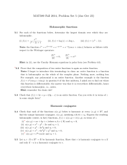 MAT389 Fall 2014, Problem Set 5 (due Oct 23) Holomorphic functions