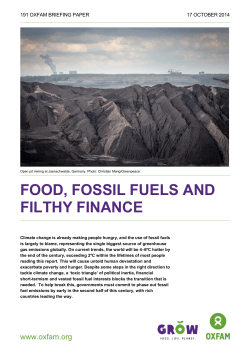 FOOD, FOSSIL FUELS AND FILTHY FINANCE 191 OXFAM BRIEFING PAPER 17 OCTOBER 2014