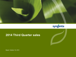 2014 Third Quarter sales Basel: October 16, 2014