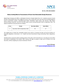 Noida Power Company Ltd. (NPCL), a distribution licensee in Greater... Ref. No.: NPCL-RE/15102014