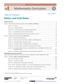 Mathematics Curriculum 6 Ratios and Unit Rates Table of Contents