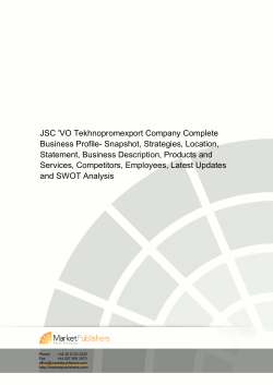 JSC 'VO Tekhnopromexport Company Complete Business Profile- Snapshot, Strategies, Location,