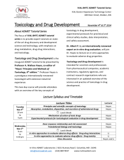 Toxicology and Drug Development  About ADMET Tutorial Series