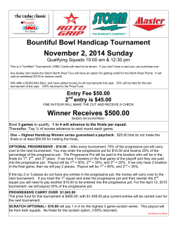November 2, 2014 Sunday Bountiful Bowl Handicap Tournament