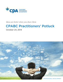 CPABC Practitioners’ Potluck October 24, 2014  PROFESSIONAL DEVELOPMENT