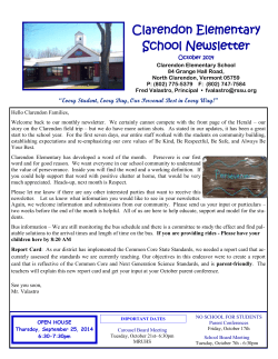 Clarendon Elementary School Newsletter