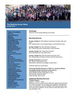 The Meeting House News Greetings! Table of Contents Worship Services