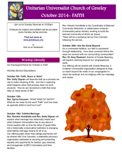 Unitarian Universalist Church of Greeley October 2014- FAITH