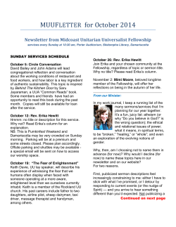 MUUF for October 2014 LETTER Newsletter from Midcoast Unitarian Universalist Fellowship