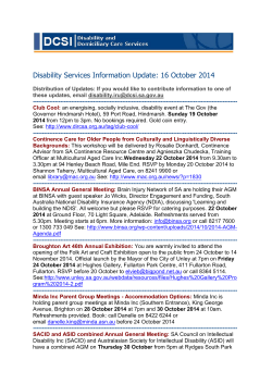 Disability Services Information Update: 16 October 2014