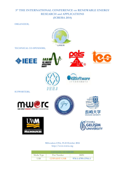 3 THE INTERNATIONAL CONFERENCE on RENEWABLE ENERGY RESEARCH and APPLICATIONS (ICRERA 2014)