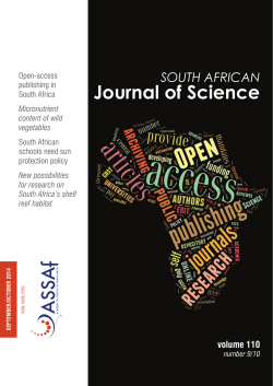 Journal of Science SOUTH AFRICAN