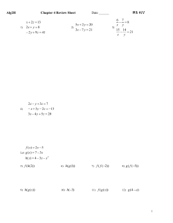 Wk #11 Alg2H  Chapter 4 Review Sheet
