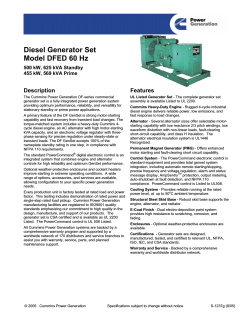 Diesel Generator Set Model DFED 60 Hz Description Features