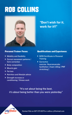 rob collins “Don’t wish for it, work for it!!” Personal Trainer Focus: