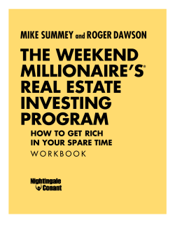 THE WEEKEND MILLIONAIRE’S REAL ESTATE INVESTING