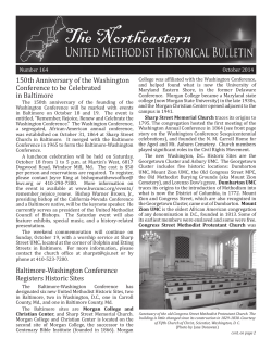 150th Anniversary of the Washington Conference to be Celebrated Number 164 October 2014