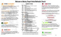 Welcome to Wesley Chapel United Methodist Church CALENDAR OF THE WEEK: