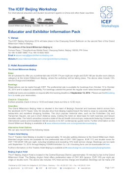 Educator and Exhibitor Information Pack 1. Venue