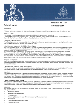 School News Newsletter No.18/14 16 October 2014