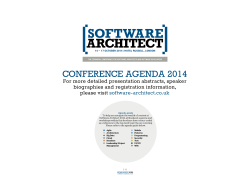 CONFERENCE AGENDA 2014 For more detailed presentation abstracts, speaker sit