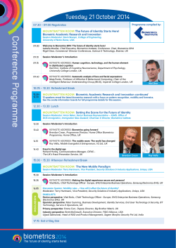 Conference Programme Tuesday 21 October 2014