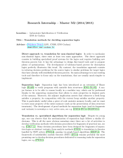 Research Internship – Master M2 (2014/2015)