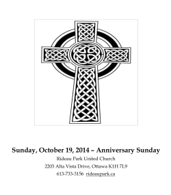 Sunday, October 19, 2014 – Anniversary Sunday Rideau Park United Church