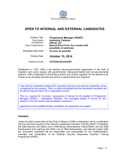 OPEN TO INTERNAL AND EXTERNAL CANDIDATES Programme Manager (PSAIT)