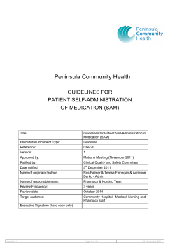 Peninsula Community Health  GUIDELINES FOR PATIENT SELF-ADMINISTRATION